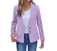 Generisch Giacca da donna leggera casual con scollo a V aperto anteriore sottile manica lunga bottone giù Cardigan tuta da lavoro Giacche Top con tasche Coat Autunno Primavera Donna Giacca da trekking