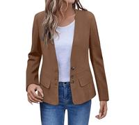 Generisch Giacca da donna leggera casual con scollo a V aperto anteriore sottile manica lunga bottone giù Cardigan tuta da lavoro Giacche Top con tasche Coat Autunno Primavera Donna Giacca da trekking