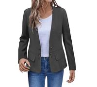 Generisch Giacca da donna leggera casual con scollo a V aperto anteriore sottile manica lunga bottone giù Cardigan tuta da lavoro Giacche Top con tasche Coat Autunno Primavera Donna Giacca da trekking