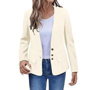 Generisch Giacca da donna leggera casual con scollo a V aperto anteriore sottile manica lunga bottone giù Cardigan tuta da lavoro Giacche Top con tasche Coat Autunno Primavera Donna Giacca da trekking