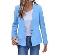 Generisch Giacca da donna leggera casual con scollo a V aperto anteriore sottile manica lunga bottone giù Cardigan tuta da lavoro Giacche Top con tasche Coat Autunno Primavera Donna Giacca da trekking