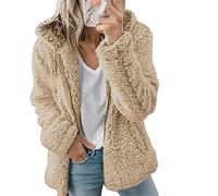 Generisch Giacca da donna, oversize, calda zip, in pile Teddy, da donna, per sport, a maniche lunghe, in pile Teddy, giallo., L