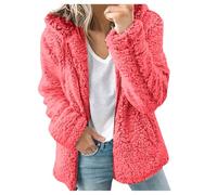Generisch Giacca da donna, oversize, calda zip, in pile Teddy, da donna, per sport, a maniche lunghe, in pile Teddy, Colore: rosa., L