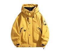 Generisch Giacca da escursionismo da uomo, impermeabile, robusta, resistente, giacca funzionale in softshell con cappuccio, multifunzionale, giacca da trekking, giallo., L
