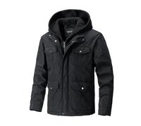 Generisch Giacca da lavoro da uomo, invernale, per il tempo libero, da uomo, calda, felpa con cappuccio, foderata, con molte tasche, per attività all'aria aperta, tinta unita, per l'autunno, classica