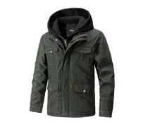 Generisch Giacca da lavoro da uomo, invernale, per il tempo libero, da uomo, calda, felpa con cappuccio, foderata, con molte tasche, per attività all'aria aperta, tinta unita, per l'autunno, classica