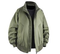 Generisch Giacca da lavoro da uomo senza cappuccio, antivento e leggera, funzionale, per il tempo libero, con colletto alto, vestibilità comoda, per la vita quotidiana e il tempo libero, verde, 3XL