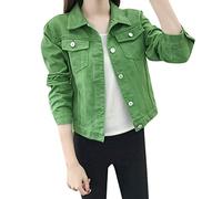 Generisch Giacca da mezza stagione da donna a maniche corte, giacca di jeans da donna, lunga sciancrata, cappotto di jeans, per il tempo libero, casual, per il tempo libero, giacca con cappuccio