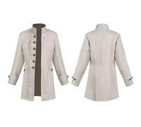 Generisch Giacca da pirata Steam Punk per bambini, per Halloween, classico, cosplay, gotico, coda di rondine, cappotto medievale per musica scolastica (bianco, 12-14 anni)