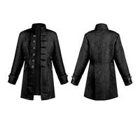 Generisch Giacca da pirata Steam Punk per bambini, per Halloween, classico, cosplay, gotico, coda di rondine, cappotto medievale per musica scolastica (nero, 12-14 anni)