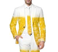 Generisch Giacca da uomo 3D con motivo birra, slim fit, per Oktoberfest, Blazer Business Causal Anuzg Sakko Fest, elegante, sportiva, per il tempo libero, per la birra, P Giallo, XL