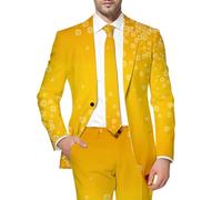 Generisch Giacca da uomo 3D con motivo birra, slim fit, per Oktoberfest, Blazer Business Causal Anuzg Sakko Fest, elegante, sportiva, per il tempo libero, per la birra, R giallo, XXL