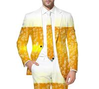 Generisch Giacca da uomo 3D con motivo birra, slim fit, per Oktoberfest, Blazer Business Causal Anuzg Sakko Fest, elegante, sportiva, per il tempo libero, per la birra, O giallo, M