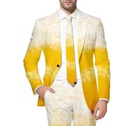 Generisch Giacca da uomo 3D con motivo birra, slim fit, per Oktoberfest, Blazer Business Causal Anuzg Sakko Fest, elegante, sportiva, per il tempo libero, per la birra, S giallo, XL
