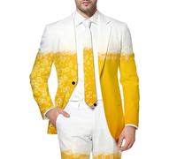 Generisch Giacca da uomo 3D con motivo birra, slim fit, per Oktoberfest, Blazer Business Causal Anuzg Sakko Fest, elegante, sportiva, per il tempo libero, per la birra, T giallo., M