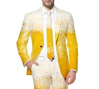 Generisch Giacca da uomo 3D con motivo birra, slim fit, per Oktoberfest, Blazer Business Causal Anuzg Sakko Fest, elegante, sportiva, per il tempo libero, per la birra, Q Giallo, S