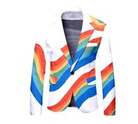 Generisch Giacca da uomo alla moda dal design casual con decorazione arcobaleno unica per un'eleganza elegante e moderna, in occasioni speciali o in ufficio, bianco, L