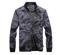 Generisch Giacca da uomo alla moda, per il tempo libero, grande camuffamento, chiusura lampo, design per attività all'aperto, comfort quotidiano, grigio., 3XL