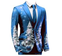 Generisch Giacca da uomo boho, a due bottoni, in stile etnico, casual, con parte anteriore aperta, elegante giacca per le mezze stagioni, per occasioni festive, taglio moderno, mix di materiali di