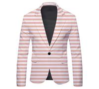 Generisch Giacca da uomo con motivo a righe grafiche - Slim Fit Blazer con un bottone per feste e palcoscenico | Giacca accattivante dal design ottico, Stil_n03 rosa, L