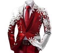 Generisch Giacca da uomo con stampa festiva dal design elegante per feste e riunioni, ideale per occasioni casual e stagionali, per occasioni festive nella vita di tutti i giorni, Colore: rosso, 3XL