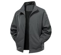 Generisch Giacca da uomo, leggera, a vento, per le mezze stagioni, per la primavera, l'autunno, l'aviatore, con colletto alto, da baseball, per il fitness, da uomo, per l'inverno, grigio., XL