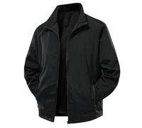 Generisch Giacca da uomo, leggera, a vento, per le mezze stagioni, per la primavera, l'autunno, l'aviatore, con colletto alto, da baseball, per il fitness, da uomo, per l'inverno, Nero , 3XL