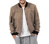 Generisch Giacca da uomo leggera come compagno casual per la primavera con pratica chiusura lampo, tasche funzionali per l'uso quotidiano in ambienti urbani durante varie attività, marrone, 3XL