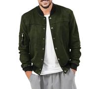 Generisch Giacca da uomo leggera come compagno casual per la primavera con pratica chiusura lampo, tasche funzionali per l'uso quotidiano in ambienti urbani durante varie attività, verde militare, XXL