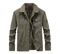 Generisch Giacca da uomo per il tempo libero, giacca cargo da uomo, per attività all'aria aperta, taglie forti, verde militare, XL
