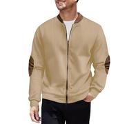 Generisch Giacca da uomo per le mezze stagioni, con chiusura lampo, senza cappuccio, invernale, da lavoro, per il tempo libero, cachi, L