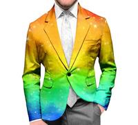 Generisch Giacca da uomo, slim fit, blazer, colore arcobaleno, giacca LGBT, giacca sportiva per il tempo libero, stile Pride Month, costume gay da matrimonio, blazer, L-04 multicolore, M