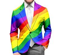 Generisch Giacca da uomo, slim fit, blazer, colore arcobaleno, giacca LGBT, giacca sportiva per il tempo libero, stile Pride Month, costume gay da matrimonio, blazer, L-01 multicolore, XL