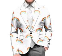 Generisch Giacca da uomo, slim fit, blazer, colore arcobaleno, giacca LGBT, giacca sportiva per il tempo libero, stile Pride Month, costume gay da matrimonio, blazer, L-03 Bianco, XXL