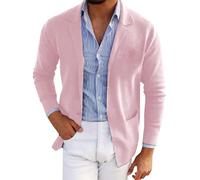 Generisch Giacca da uomo sportiva da lavoro, slim fit, elegante, cardigan, blazer, leggera, per l'autunno, con collo a risvolto, per il tempo libero, Colore: rosa., M