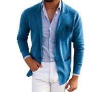 Generisch Giacca da uomo sportiva da lavoro, slim fit, elegante, cardigan, blazer, leggera, per l'autunno, con collo a risvolto, per il tempo libero, Blu, XL