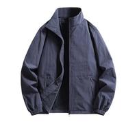 Generisch Giacca da uomo taglie forti, casual, traspirante, sottile, casual, top semplice per la moda da uomo, Blu marino, L