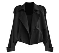 Generisch Giacca da workwear da donna imbottita 2025, taglie forti con imbottitura calda, design elegante per il lavoro e il tempo libero, Nero , S