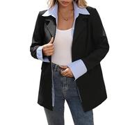 Generisch Giacca Donna Casual Rever Manica Lunga Blazer Due Pezzi Rigata Patchwork Bicolore con Tasca