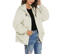 Generisch Giacca funzionale da donna con cappuccio staccabile, impermeabile, antivento, traspirante, impermeabile da donna, leggera, giacca a vento, bianco, XL