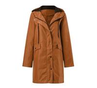 Generisch Giacca impermeabile da donna, con cappuccio, pioggia, impermeabile, per allenamento all'aperto, giacca softshell, caffè, L