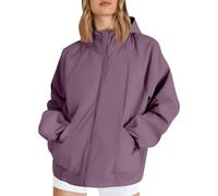 Generisch Giacca impermeabile da donna, corta, leggera, da donna, taglie grandi, con cappuccio cargo, sottile, a vento, per le mezze stagioni, casual, da sci, per adolescenti, da trekking, con zip