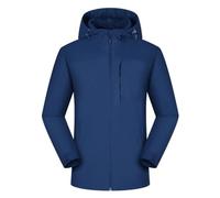 Generisch Giacca impermeabile da donna, impermeabile, con cappuccio, antivento, resistente alle intemperie, traspirante, per le mezze stagioni, per le attività all'aria aperta, con cappuccio, Blu, 5XL