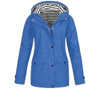 Generisch Giacca impermeabile da donna, impermeabile, con chiusura lampo, antivento, per alpinismo, per attività all'aria aperta, per autunno e inverno, per le mezze stagioni, con cappuccio, Azzurro