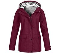 Generisch Giacca impermeabile da donna, impermeabile, con chiusura lampo, antivento, per alpinismo, per attività all'aria aperta, per autunno e inverno, per le mezze stagioni, con cappuccio, rosso