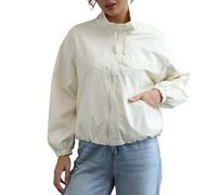 Generisch Giacca impermeabile da donna, impermeabile, traspirante, impermeabile, leggera, antivento, leggera, a maniche lunghe, casual, autunno, inverno, outwear, bianco, S