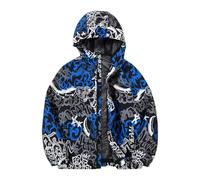 Generisch Giacca impermeabile da ragazza 2025 Giacca a vento leggera Cappotto con libri di letteratura giovanile, Blu, 10