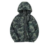 Generisch Giacca impermeabile da ragazza 2025 Giacca a vento leggera Cappotto con libri di letteratura giovanile, Verde scuro, 12