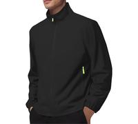 Generisch Giacca impermeabile da uomo, leggera, a vento, con colletto alto, sportiva, leggera, da uomo, per jogging, fitness, escursionismo, a maniche corte, con tasche con cerniera, comoda giacca per