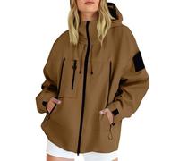 Generisch Giacca impermeabile e protezione solare, giacca funzionale unisex, alla moda, resistente all'abrasione, pratica giacca da trekking con cappuccio regolabile, caffè, XL